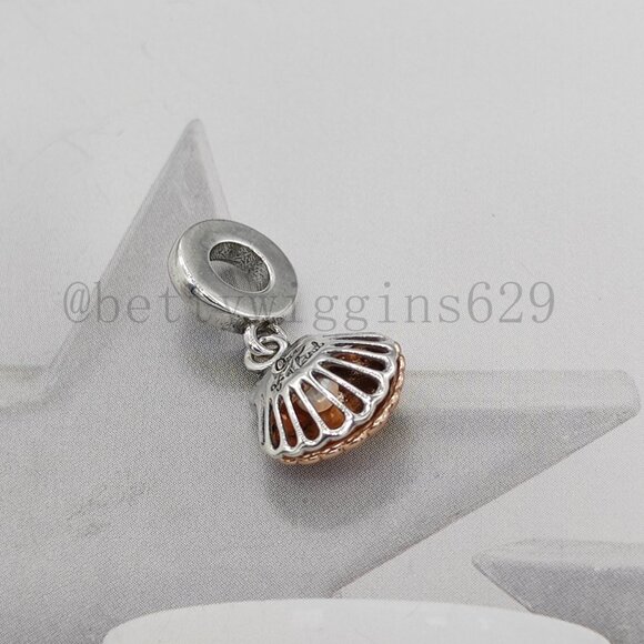 Pandora Sea Shell & Treated Freshwater Cultured Pearl Dangle Charm - Picture 5 of 7